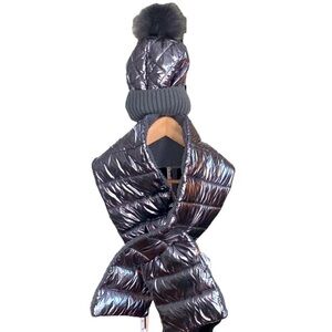 Silver Metallic Matching Hat and Scarf Set